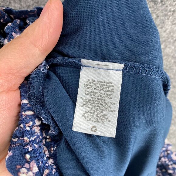 5/$45 WallFlower Skirt Women XL Blue Floral A-Line Midi Ruffle Lined Pull On - Picture 8 of 9